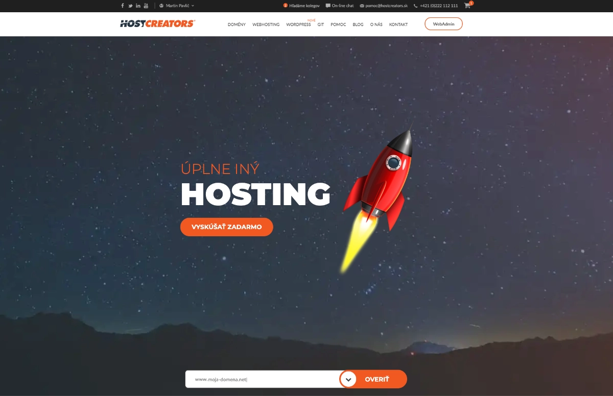 HostCreators webhosting homepage